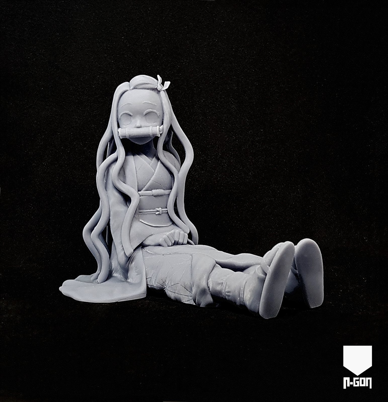 Figura de anime impresa en resina sin pintar, acabado en gris