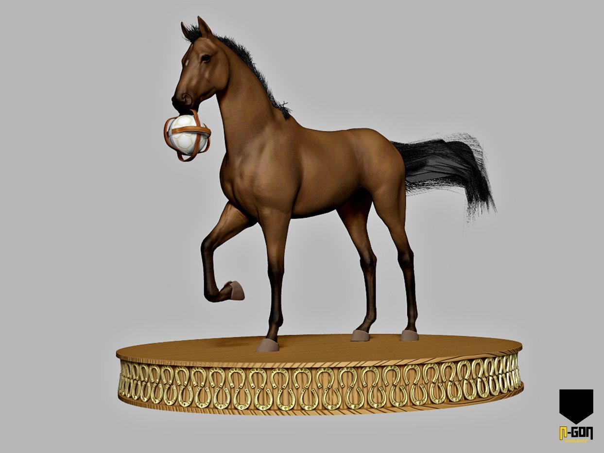 Caballo realista modelado en 3D en escultura digital