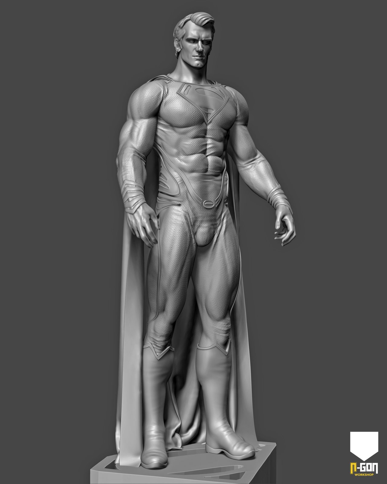 Figura de heroe en escultura digital modelada en 3D