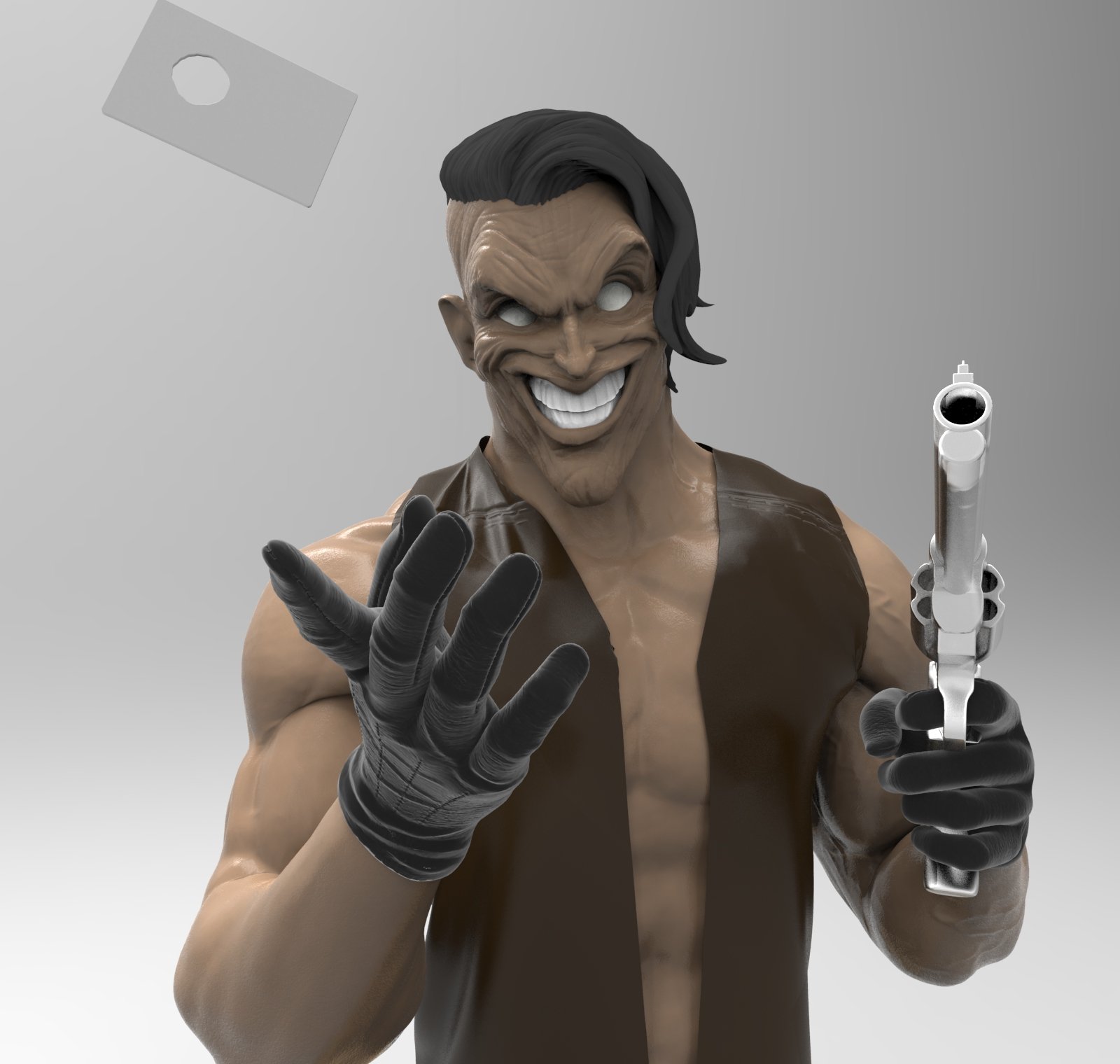 Detalle de un personaje de comic modelado en 3D