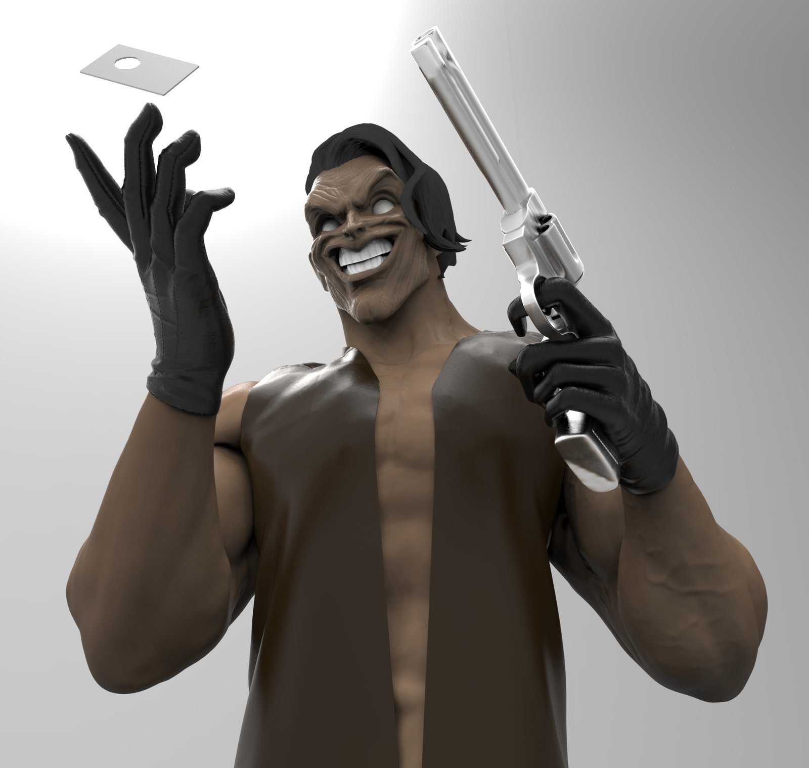 Personaje villano modelado en 3D, render del taller