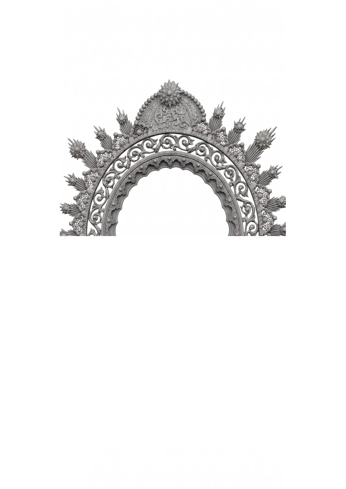 Rafaga de corona de Virgen modelada en 3D