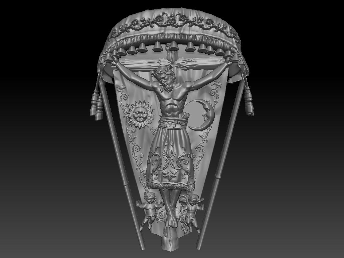 Rostro de Cristo con corona de espinas modelado en 3D