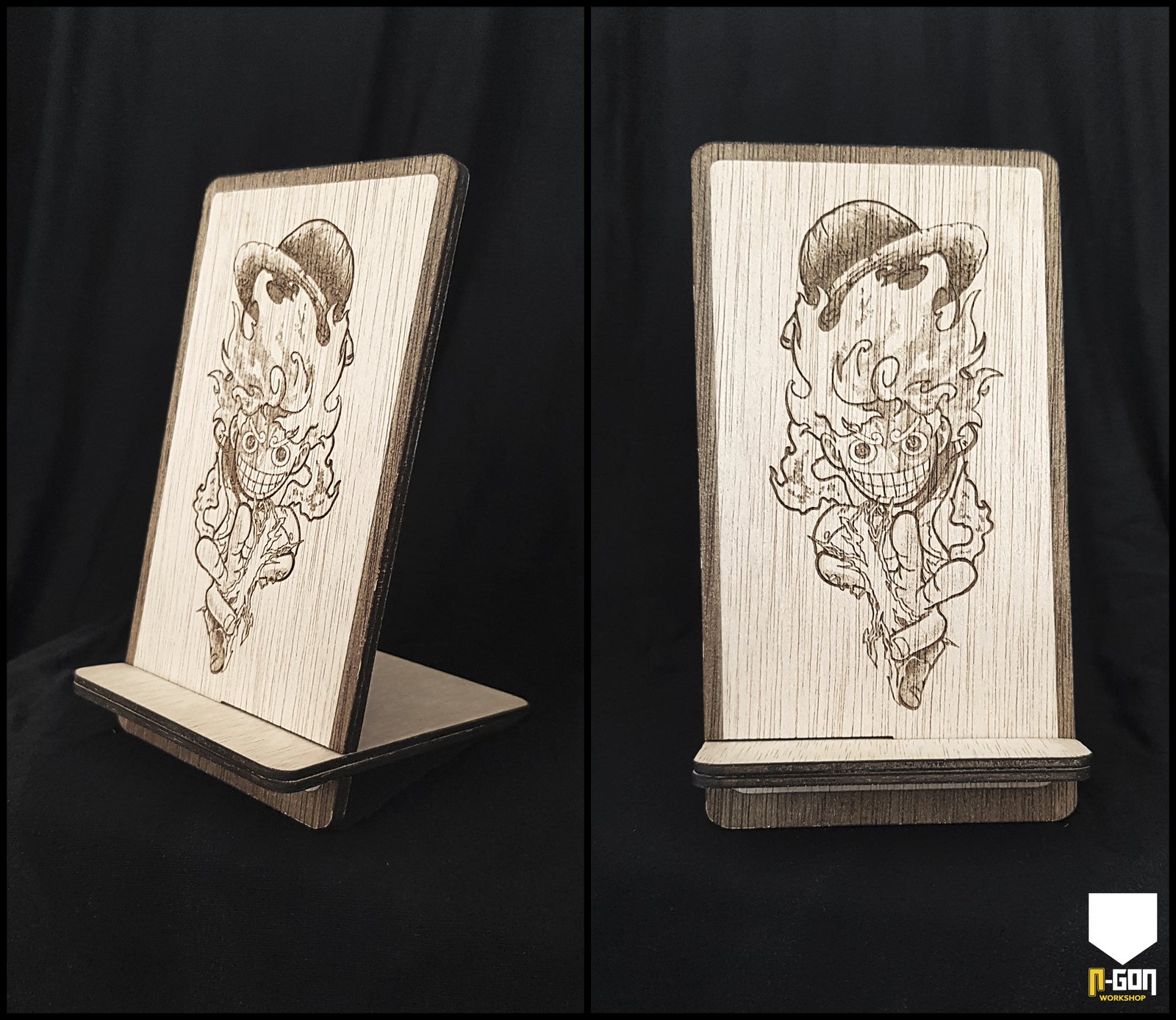 Soporte de móvil de madera grabado a láser
