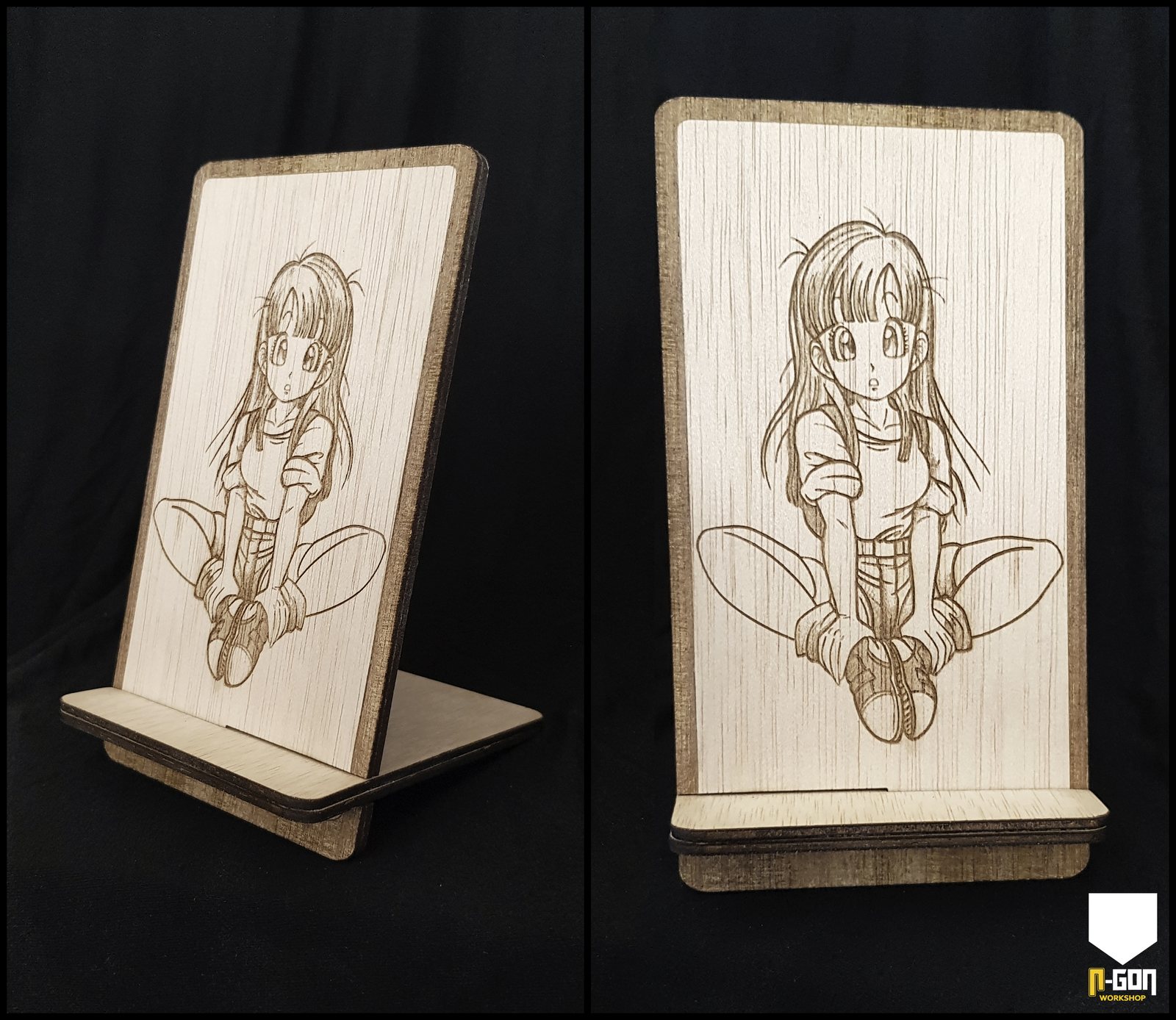 Soporte de móvil de madera personalizado con grabado láser