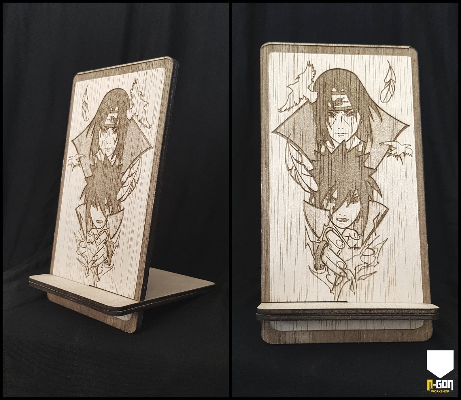 Soportes de móvil de madera personalizados con grabado láser
