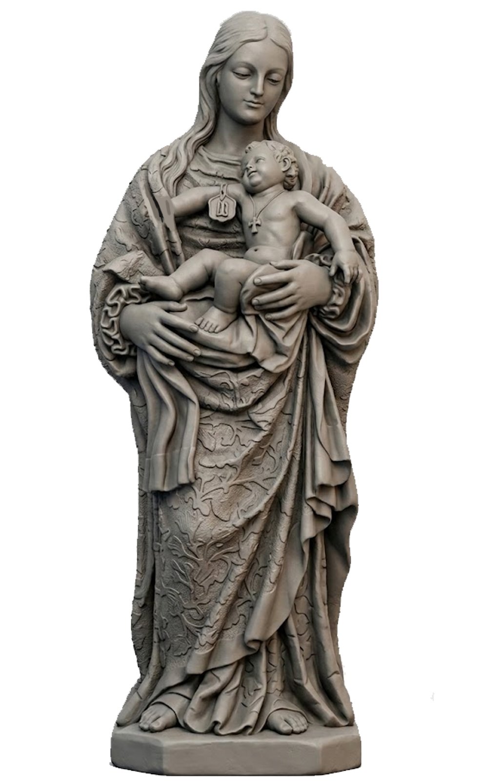 Virgen de estilo gotico modelada en 3D para imagineria